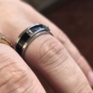 Mini Motif Screws Ring - black silver - Size 8.5